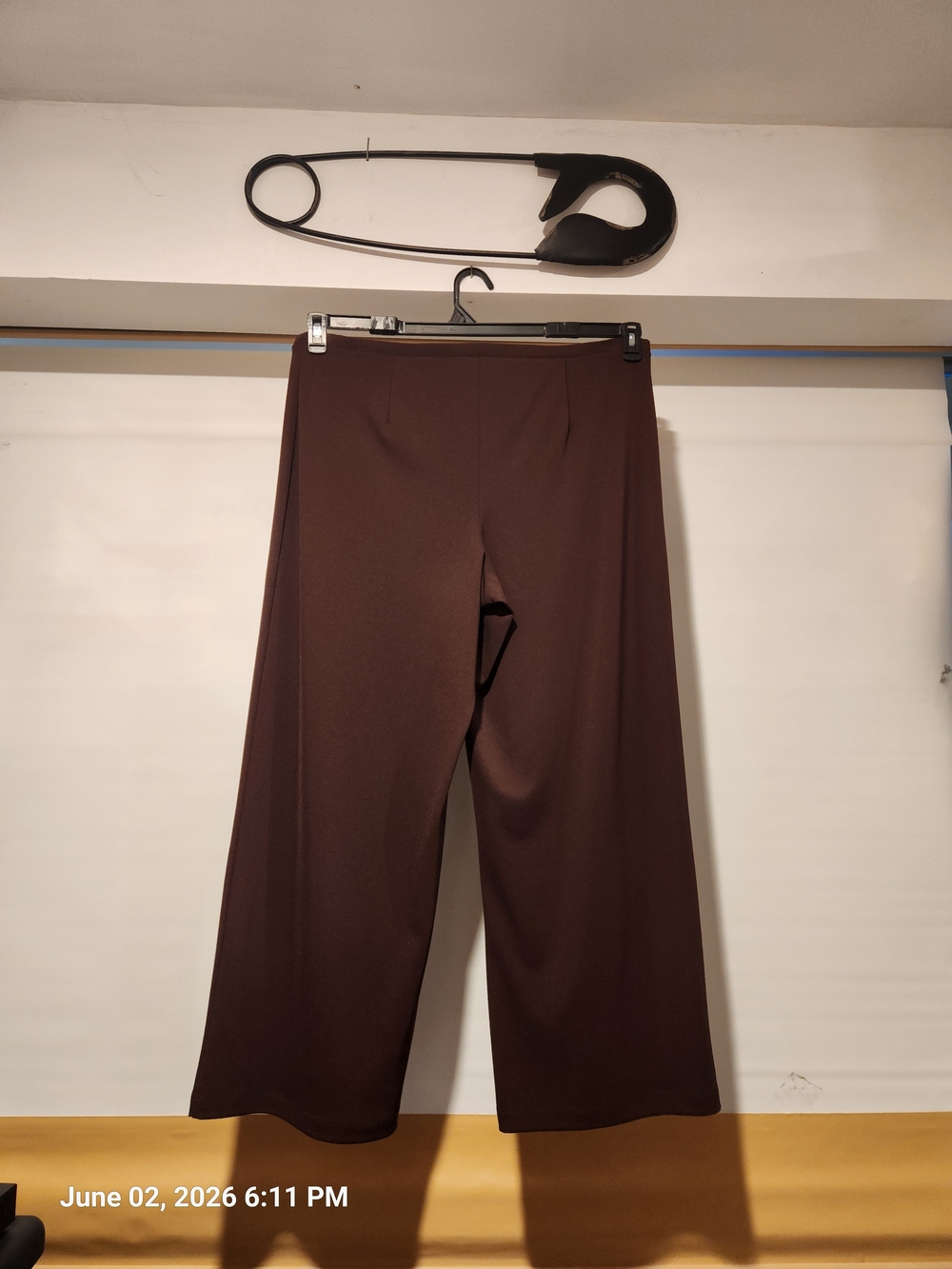 Venezia Wide-Leg Stretch Pants - Dark Brown